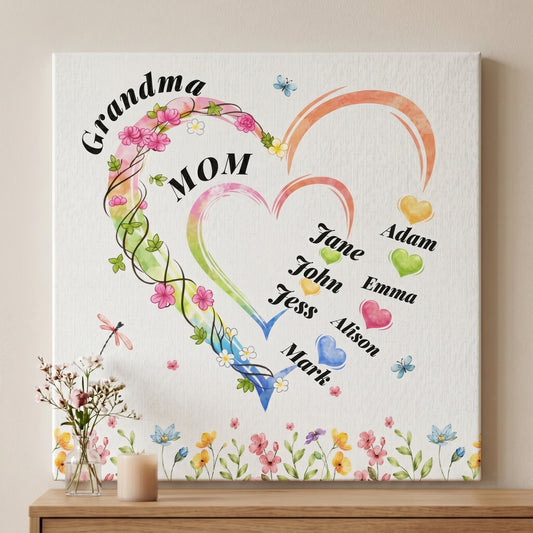 Personalized Grandma Mom Canvas Gift with Kids Names