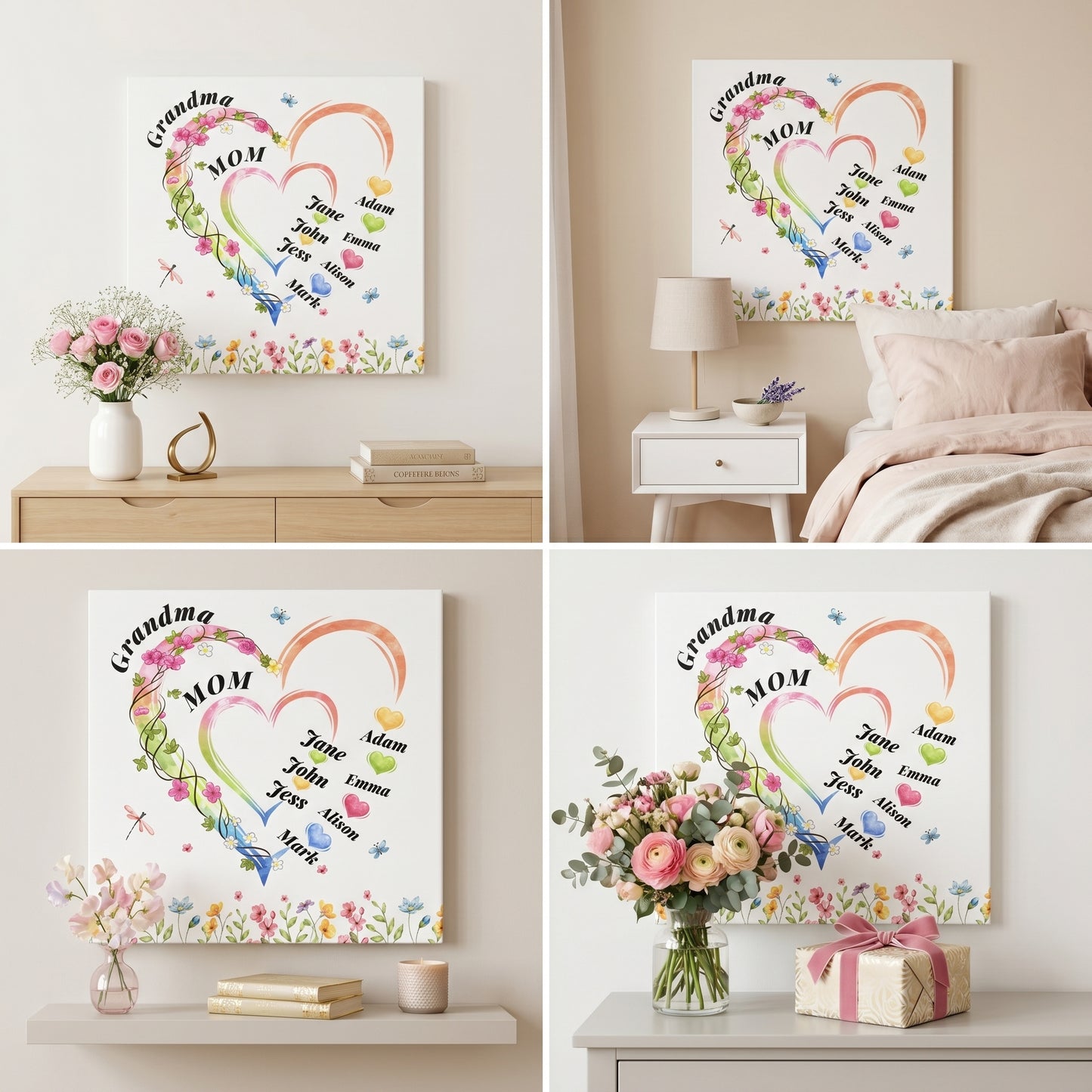 Personalized Grandma Mom Canvas Gift with Kids Names