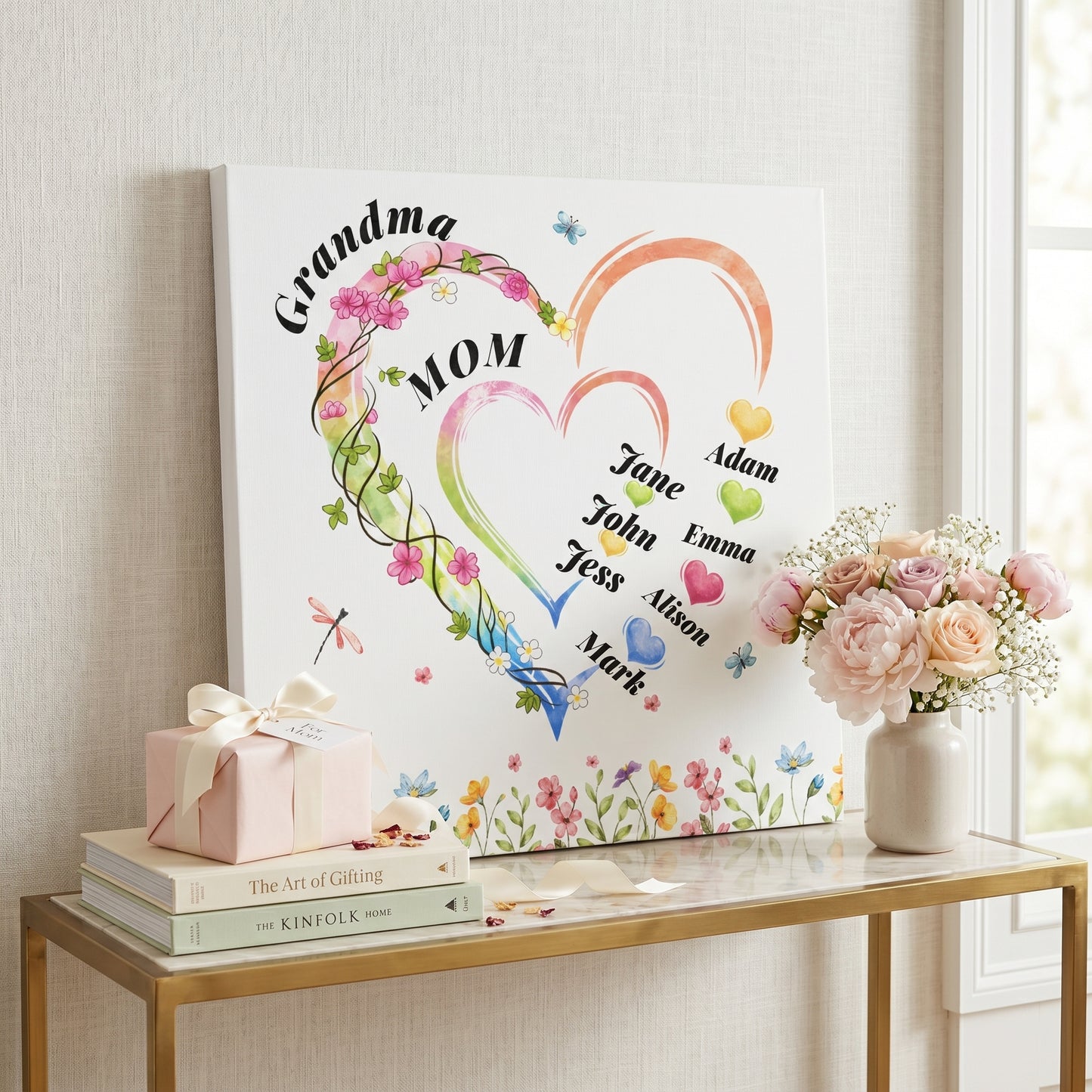 Personalized Grandma Mom Canvas Gift with Kids Names
