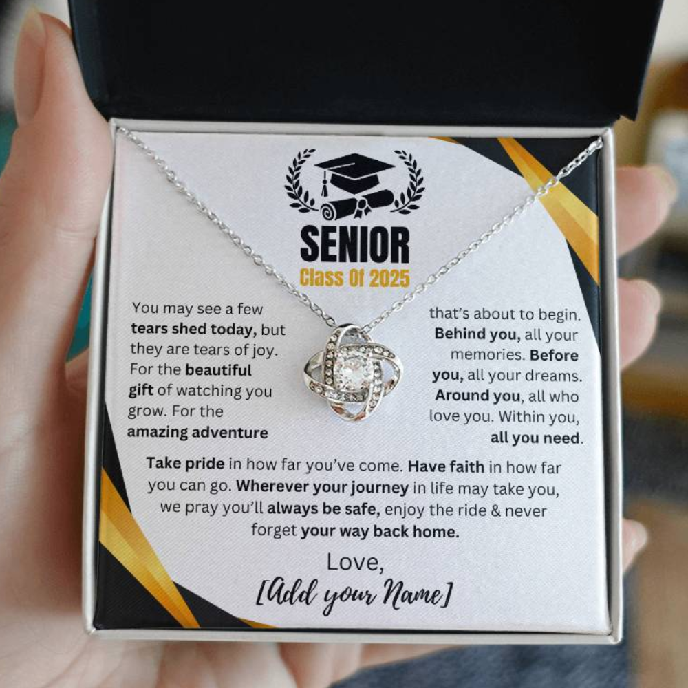 Custom Gift for Graduation "Take pride in how far you've come" Love Knot Necklace