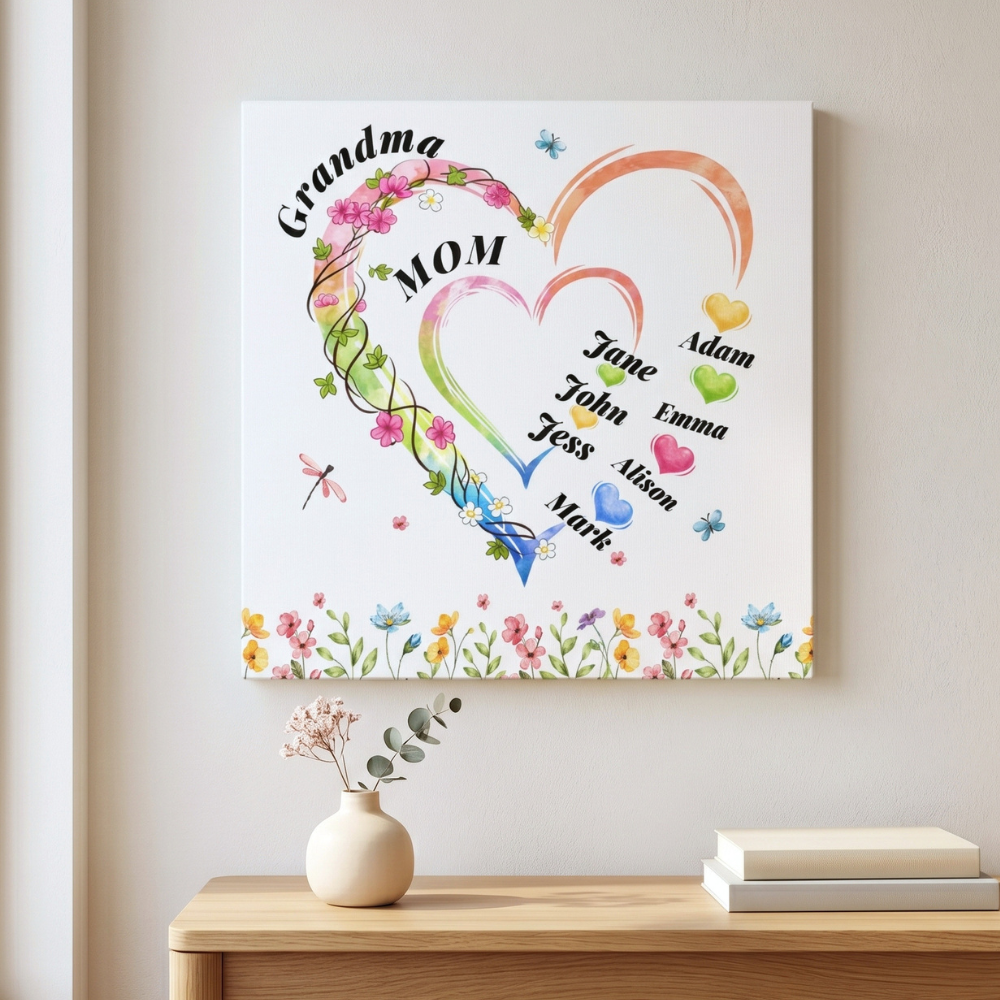 Personalized Grandma Mom Canvas Gift with Kids Names
