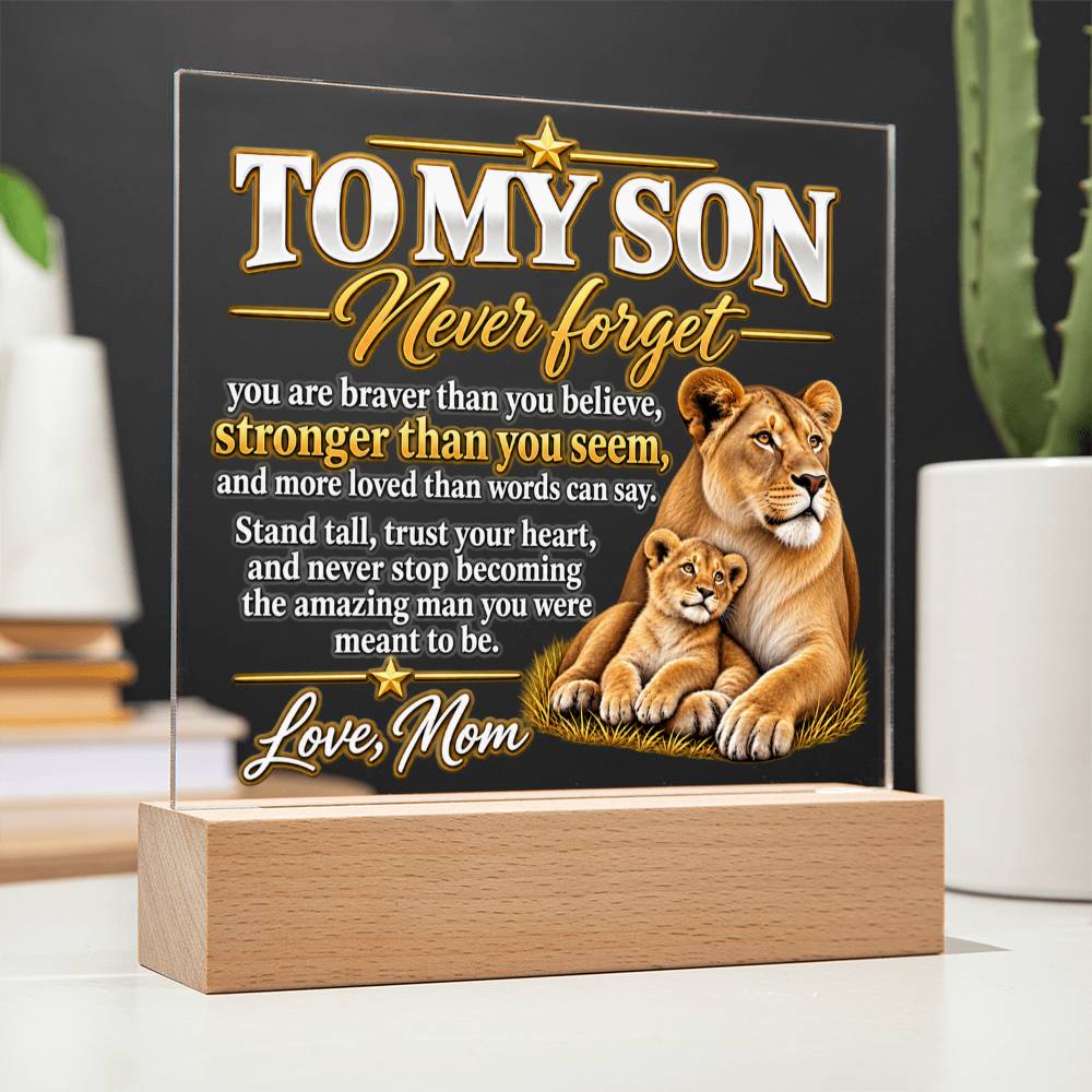 Lion Family Acrylic Plaque for Son from Mom