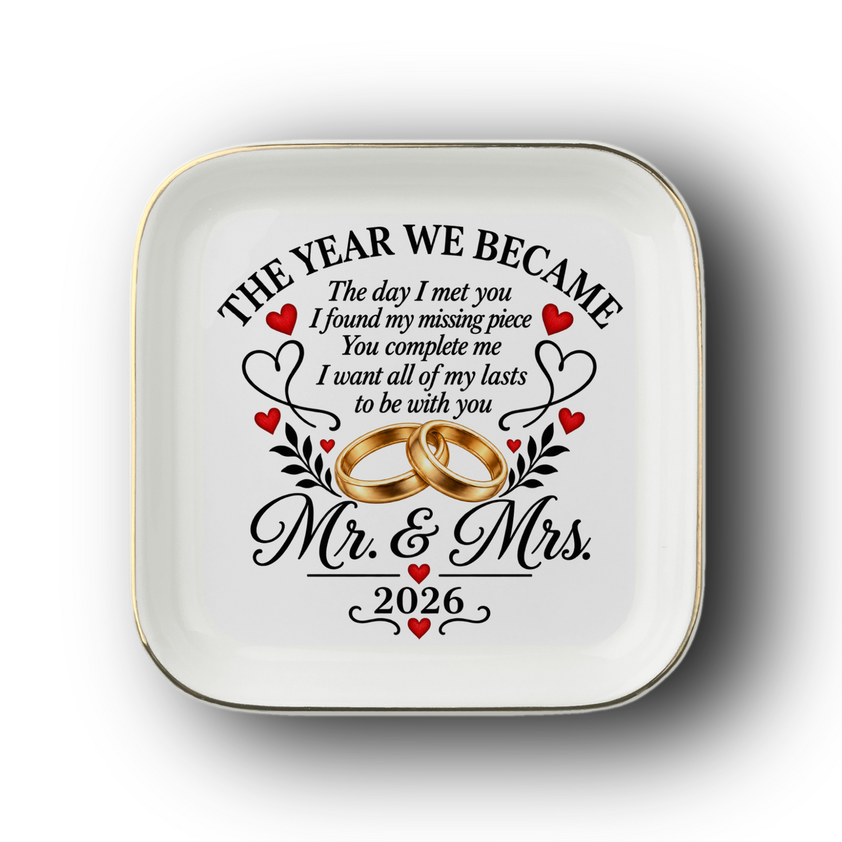 Mr. & Mrs. 2026 Wedding Keepsake Jewelry Dish