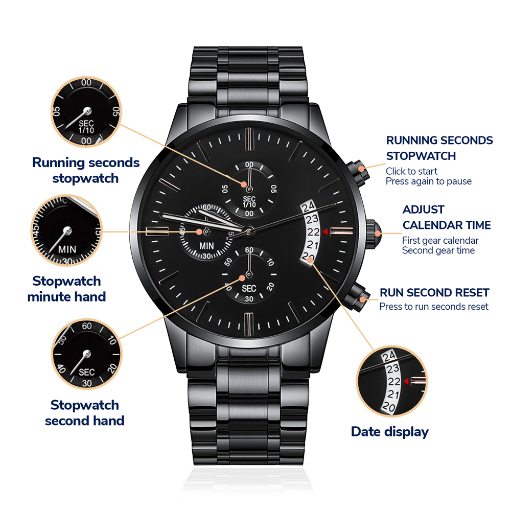 Gift For Son - Black Chronograph Watch