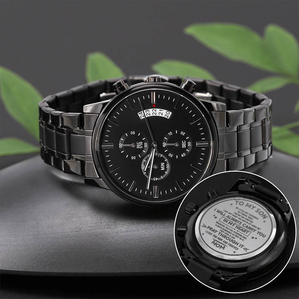 Gift For Son - Black Chronograph Watch