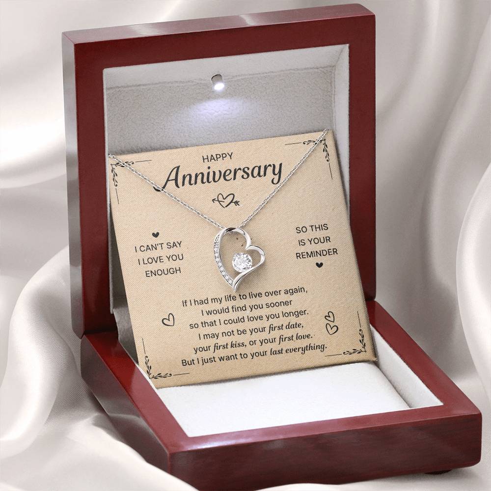 HAPPY ANNIVERSARY LAST EVERYTHING FOREVER NECKLACE