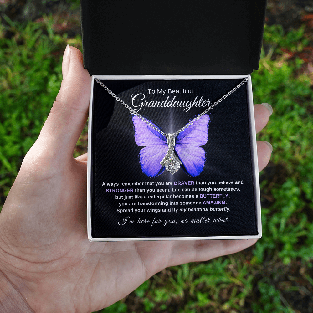 Granddaughter Graduation Gift "Beautiful Butterfly" Necklace - B