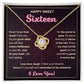 HAPPY SWEET SIXTEEN CHALLENGES LOVE KNOT NECKLACE