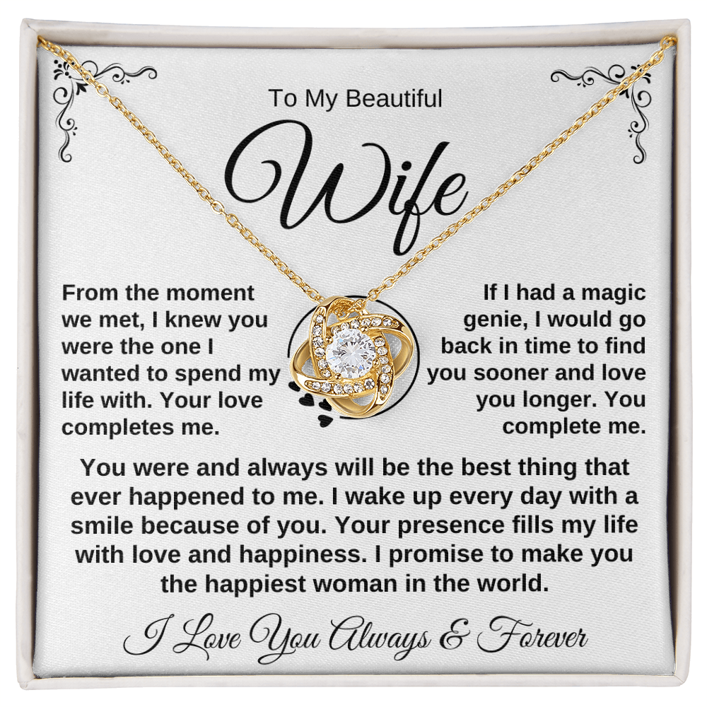 To My Beautiful Wife - Love Knot Necklace