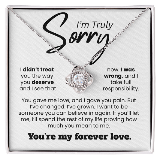 Apology Gift For Her | I'm Truly Sorry, I Was Wrong | Love knot Necklace