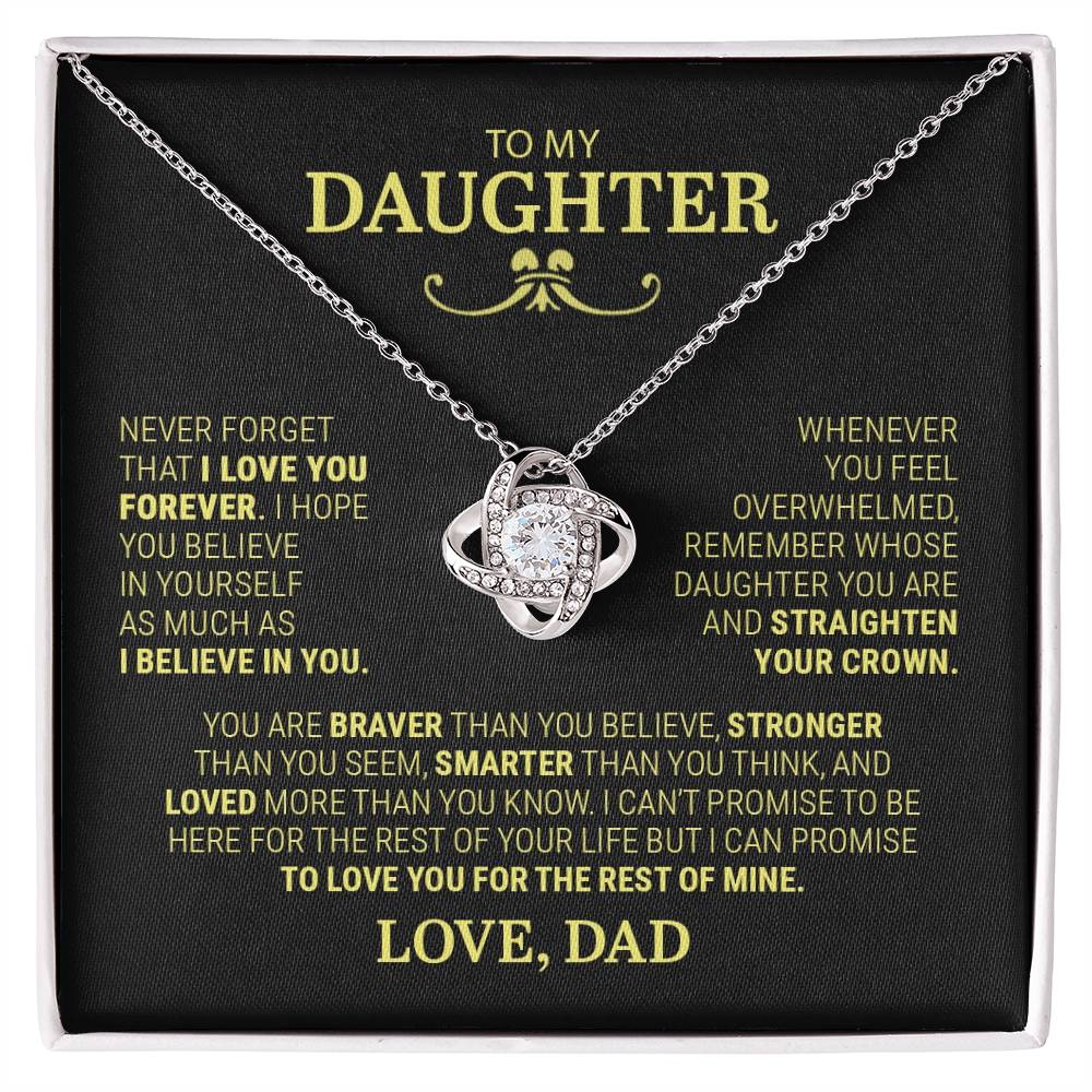 TO MY DAUGHTER BRAVER LOVE KNOT NECKLACE