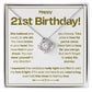 HAPPY 21ST BIRTHDAY! BELIEVED LOVE KNOT NECKLACE