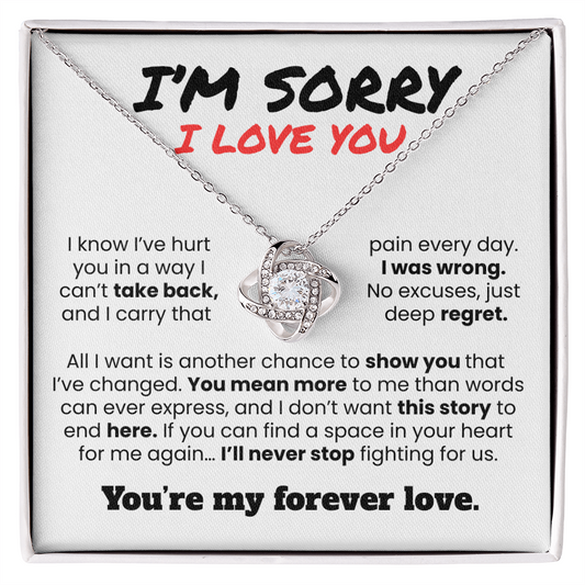 Apology Gift For Her - I know I've Hurt You - Love knot Necklace