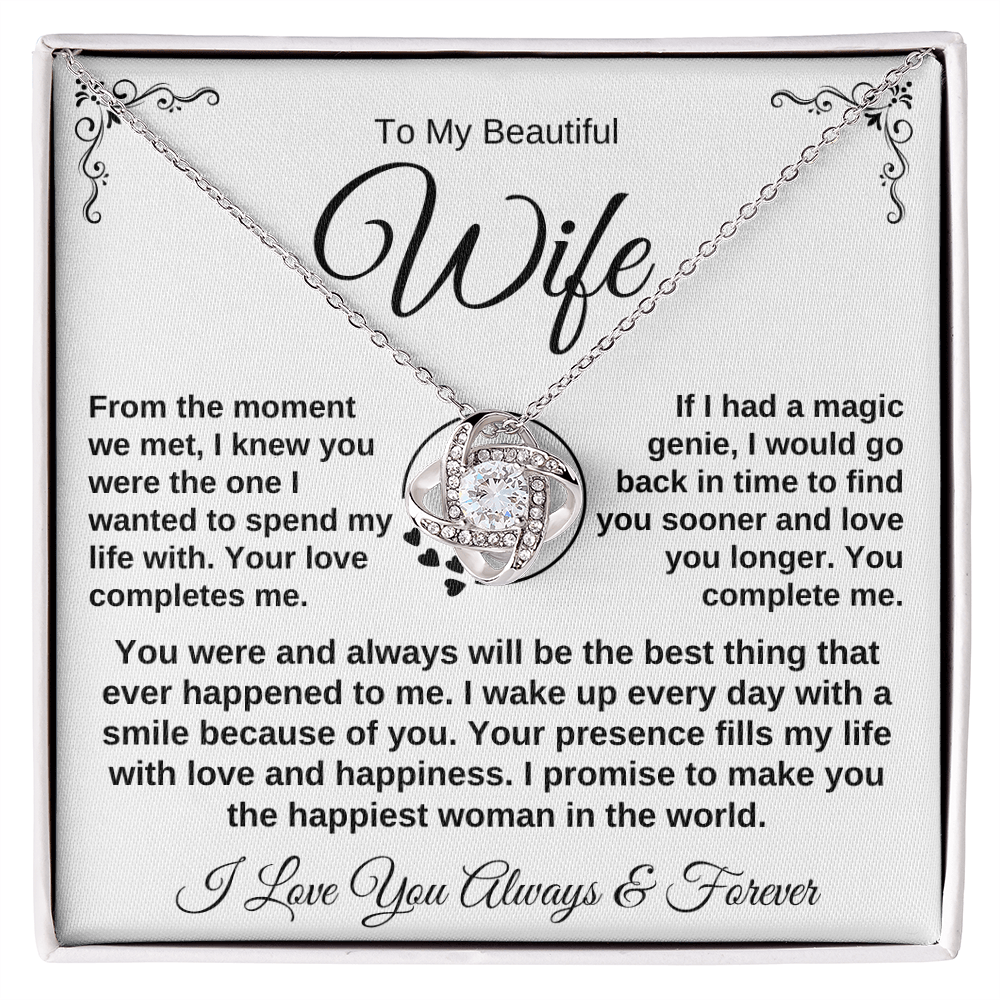 To My Beautiful Wife - Love Knot Necklace