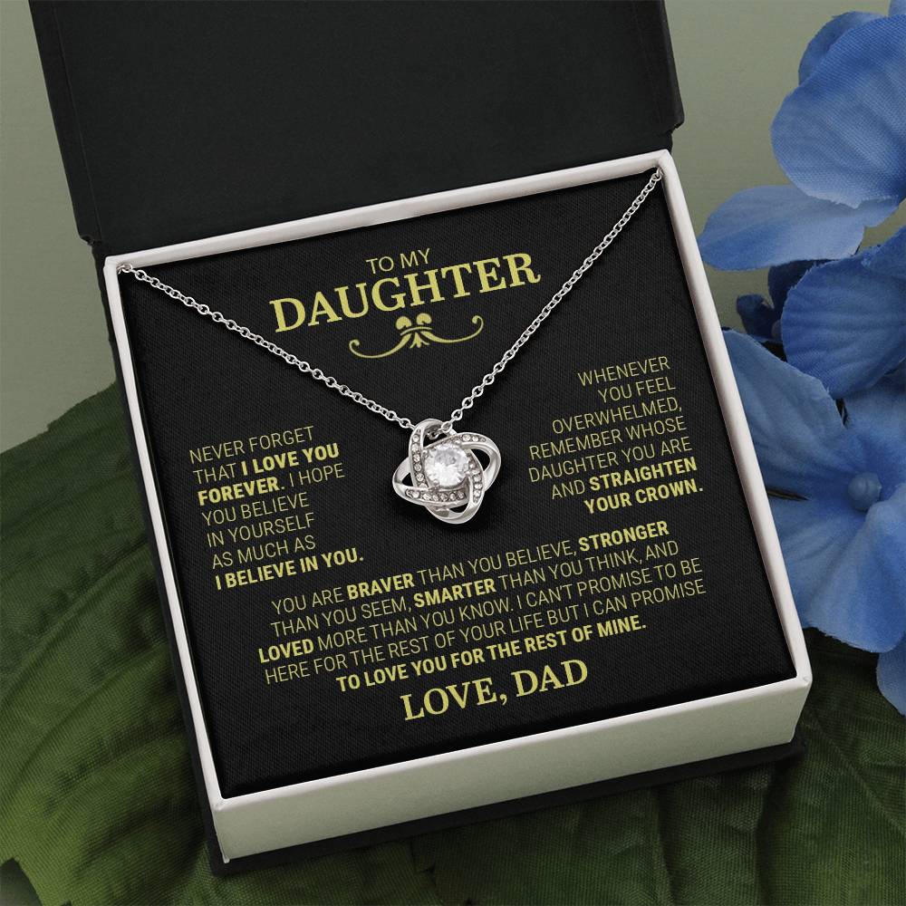 TO MY DAUGHTER BRAVER LOVE KNOT NECKLACE