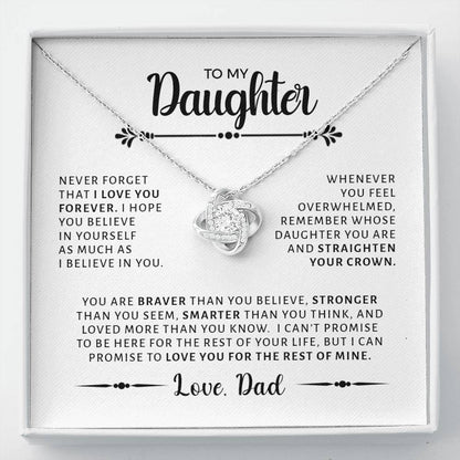 To My Daughter | You are Braver Than You Believe (Love Knot Necklace)
