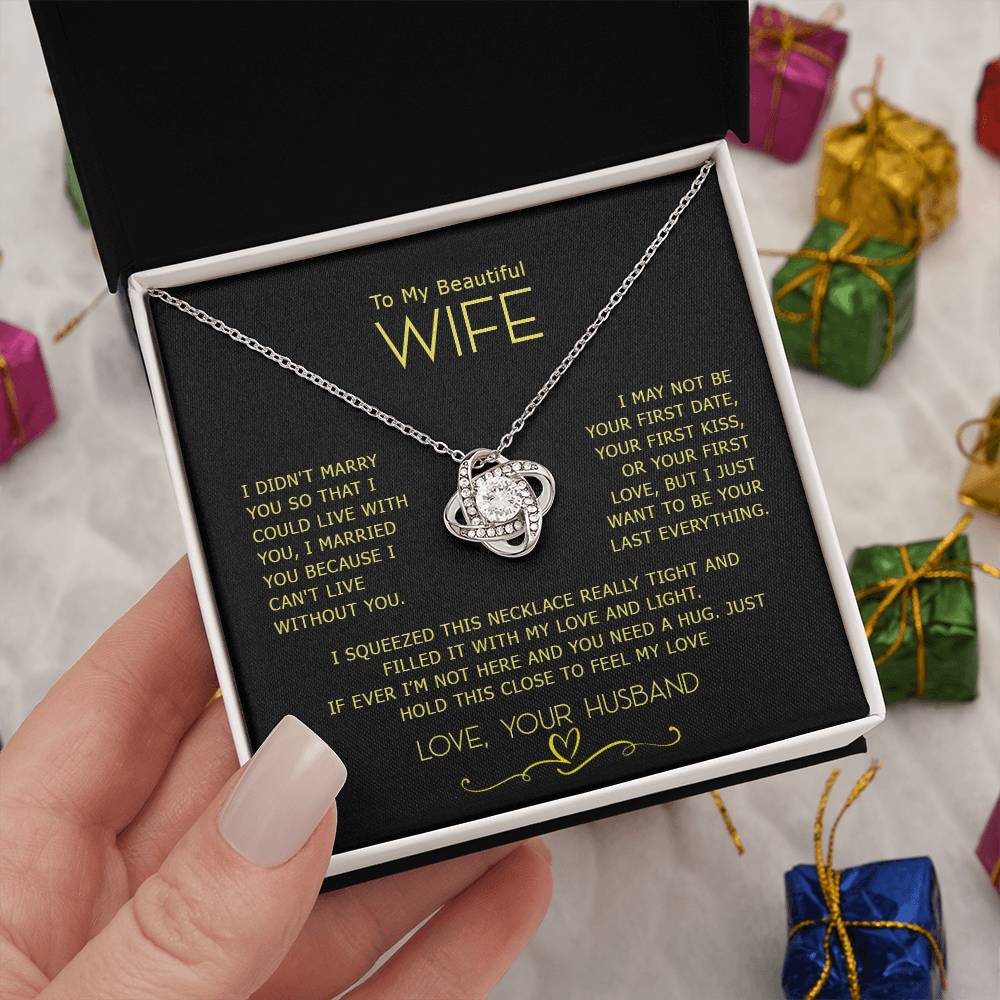 TO MY WIFE SQUEEZED LOVE KNOT NECKLACE