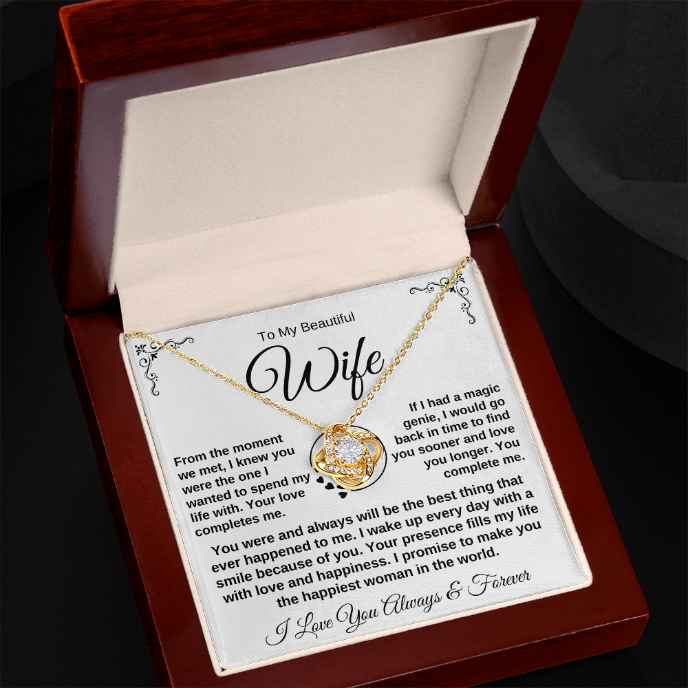 To My Beautiful Wife - Love Knot Necklace