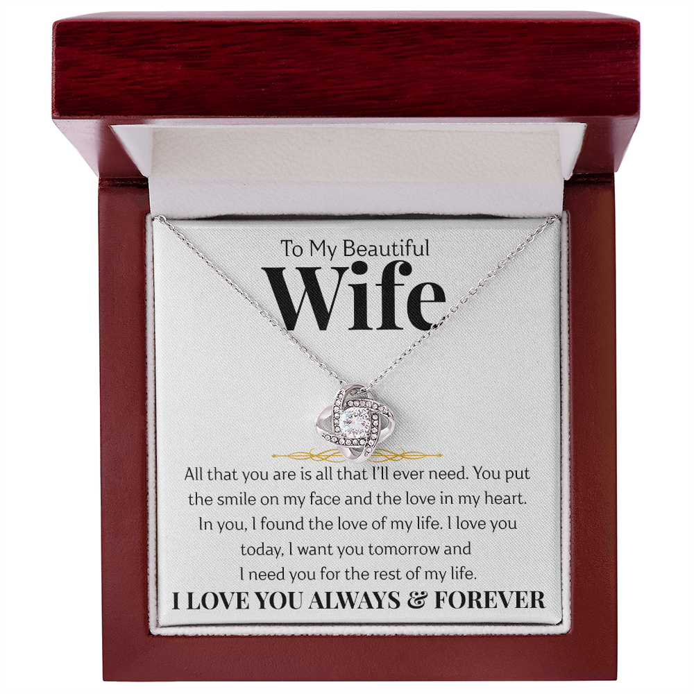 To My Beautiful Wife | Love Knot Necklace