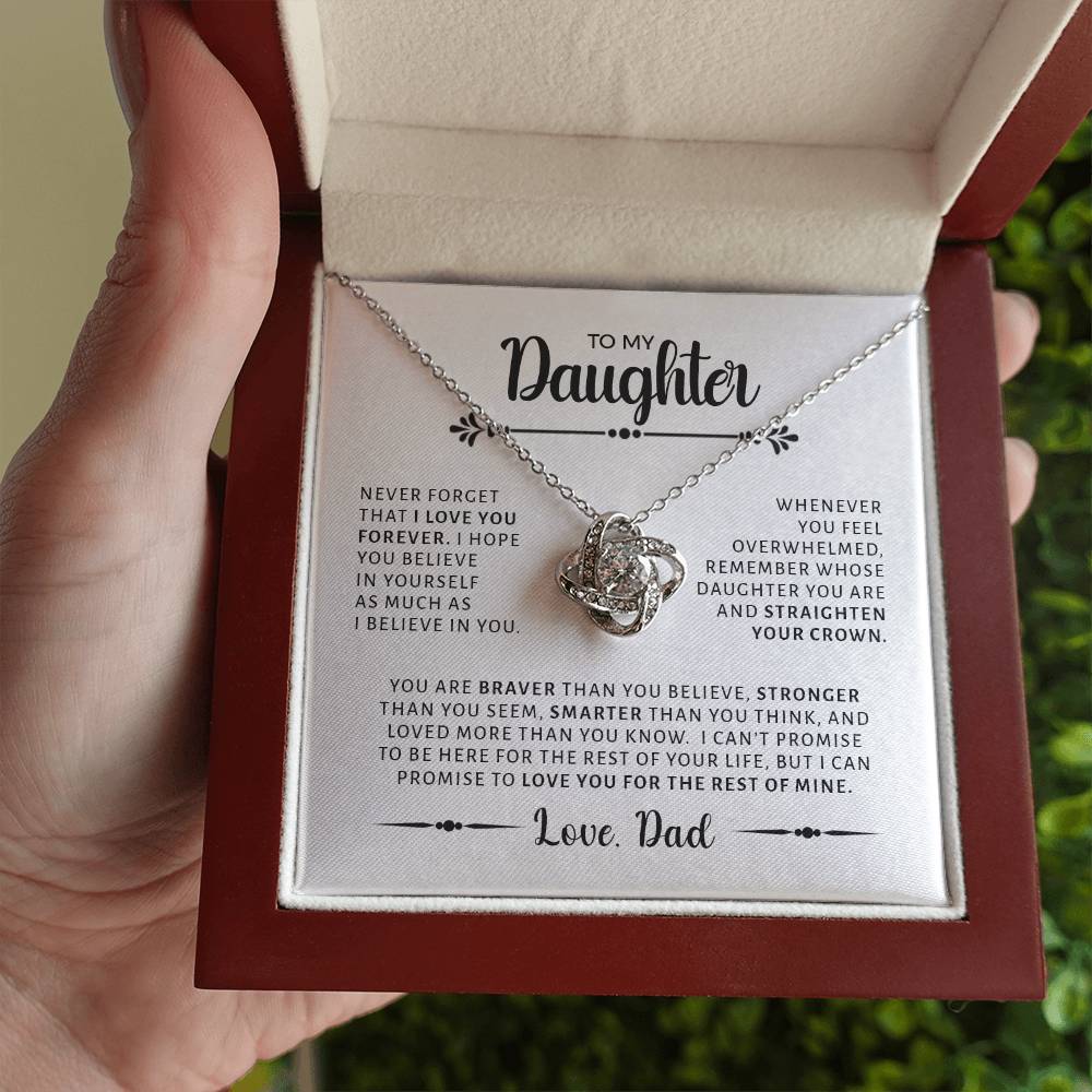 To My Daughter | You are Braver Than You Believe (Love Knot Necklace)