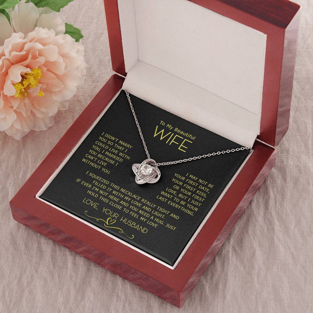 TO MY WIFE SQUEEZED LOVE KNOT NECKLACE