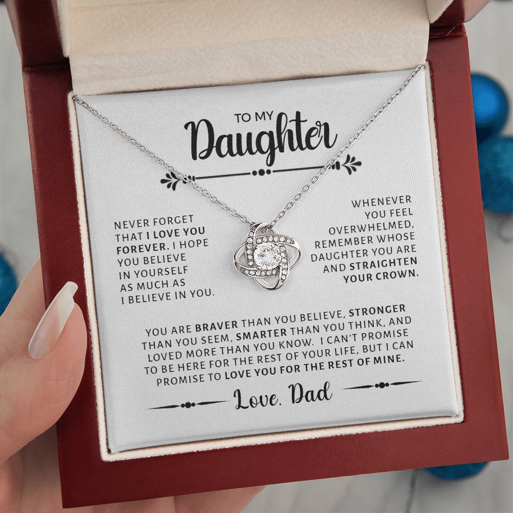 To My Daughter | You are Braver Than You Believe (Love Knot Necklace)