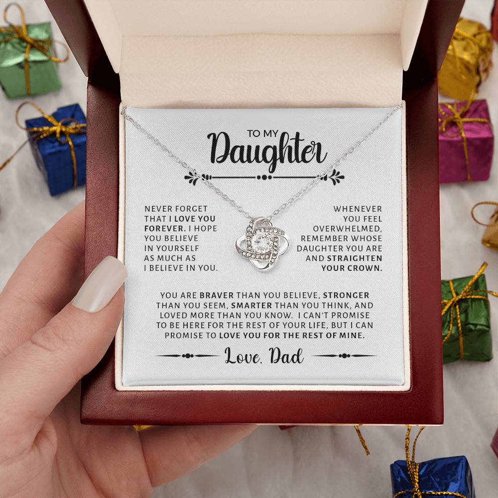 To My Daughter | You are Braver Than You Believe (Love Knot Necklace)