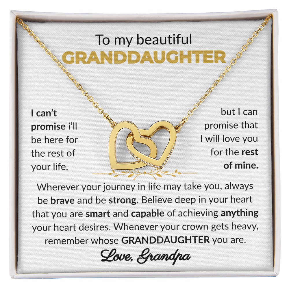 To My Beautiful Granddaughter | Brave & Strong | Interlocking Heart Necklace