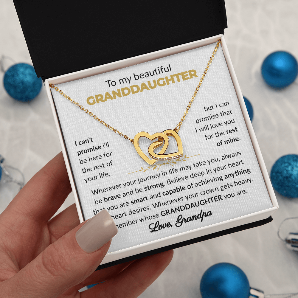 To My Beautiful Granddaughter | Brave & Strong | Interlocking Heart Necklace