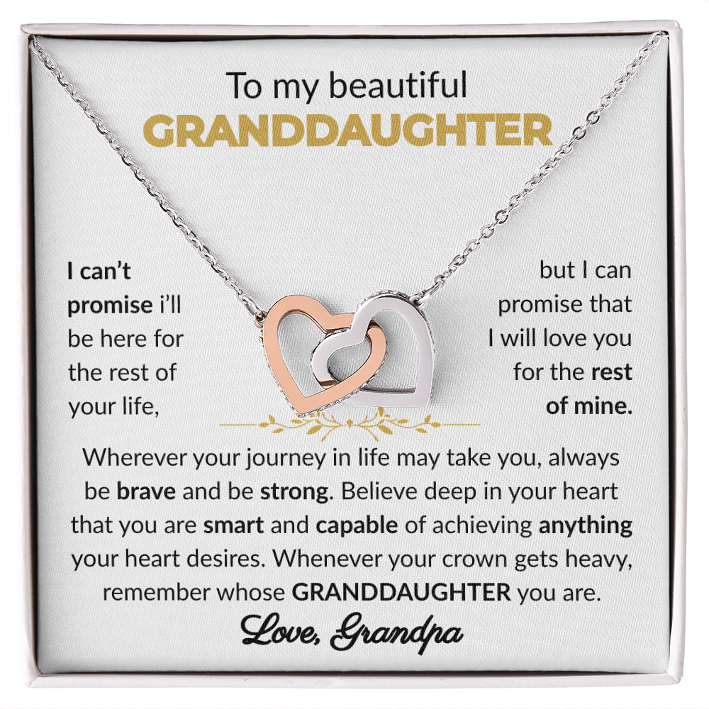To My Beautiful Granddaughter | Brave & Strong | Interlocking Heart Necklace