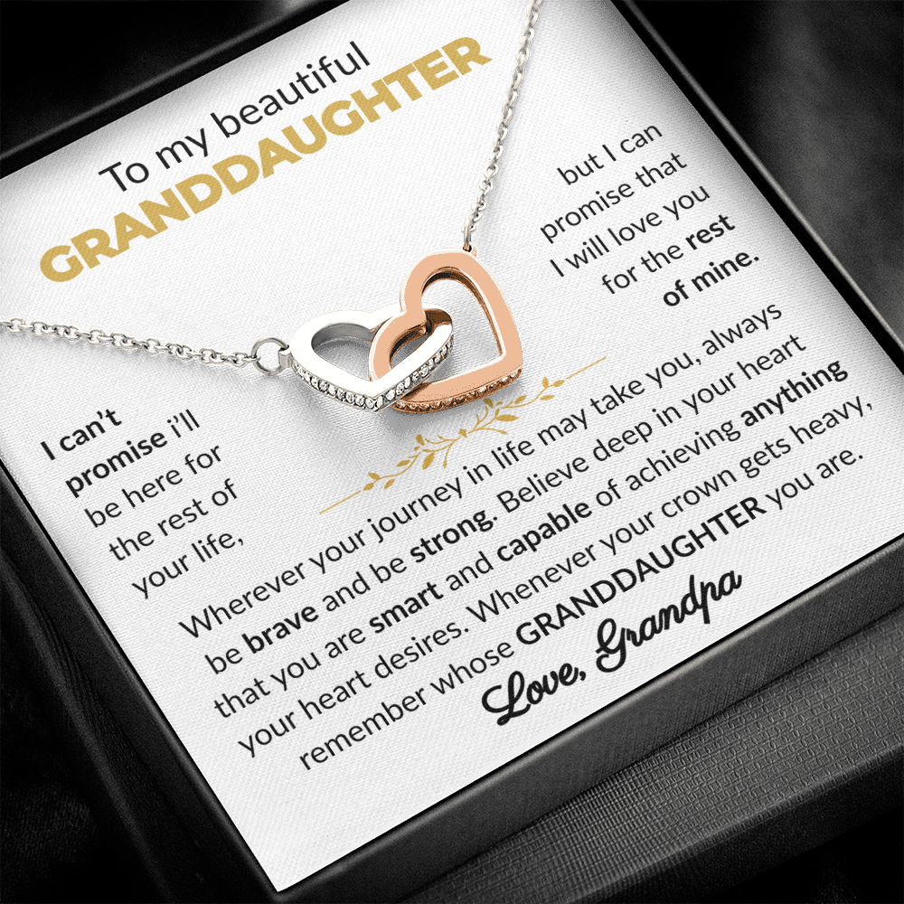 To My Beautiful Granddaughter | Brave & Strong | Interlocking Heart Necklace