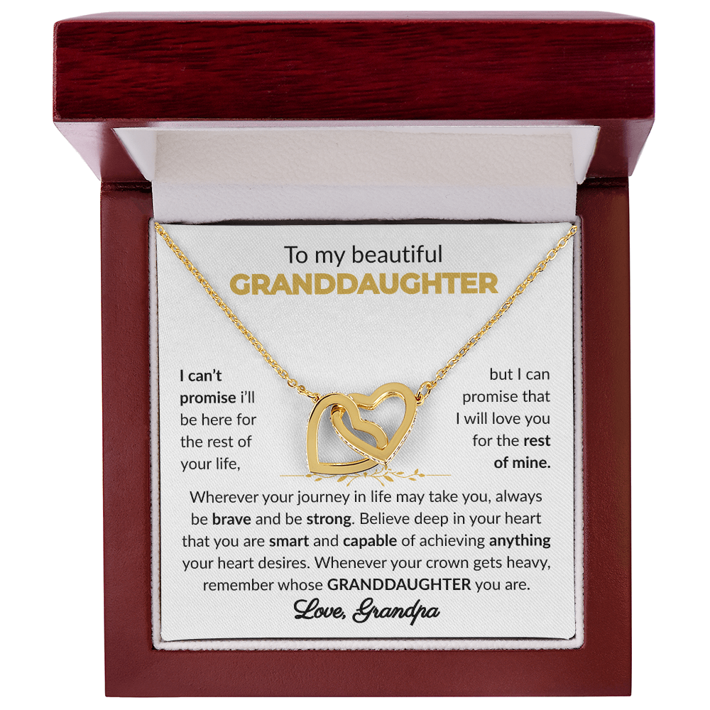 To My Beautiful Granddaughter | Brave & Strong | Interlocking Heart Necklace