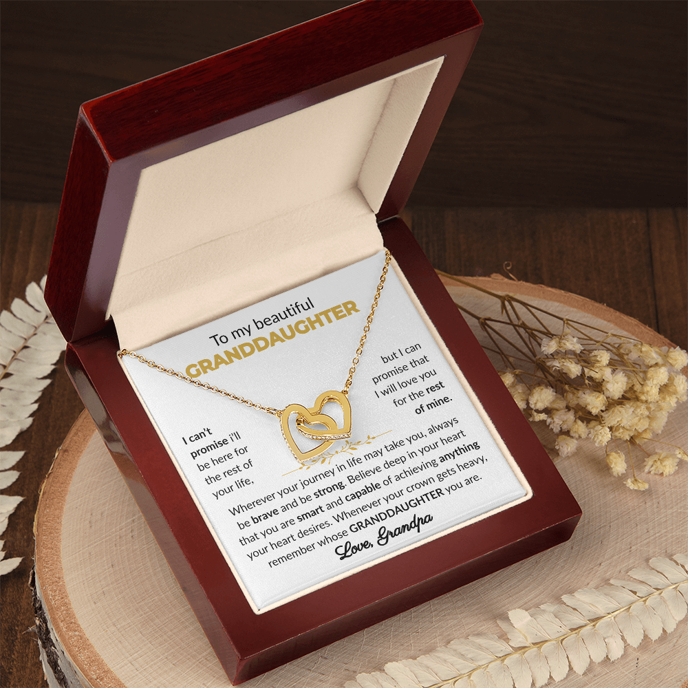 To My Beautiful Granddaughter | Brave & Strong | Interlocking Heart Necklace