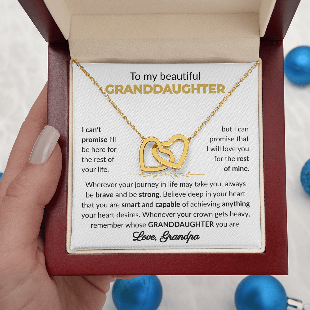 To My Beautiful Granddaughter | Brave & Strong | Interlocking Heart Necklace