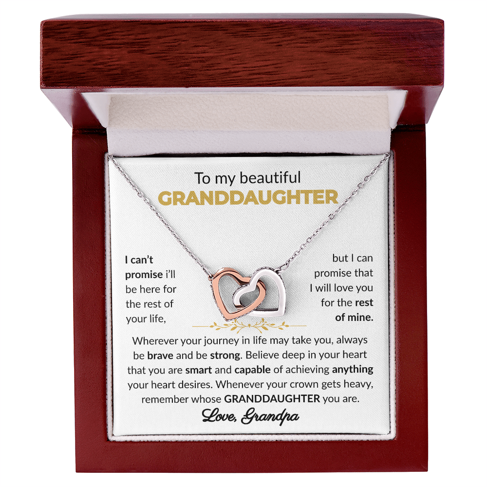 To My Beautiful Granddaughter | Brave & Strong | Interlocking Heart Necklace