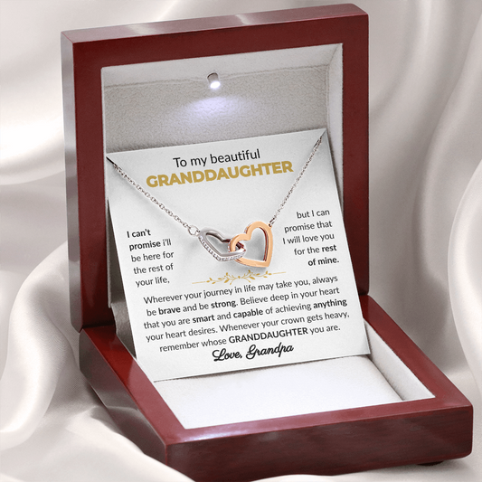 To My Beautiful Granddaughter | Brave & Strong | Interlocking Heart Necklace