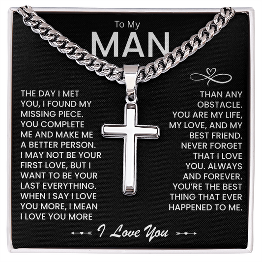 My Man Gift - You Are My Life, My Love and My Best friend - Artisan Cross Necklace