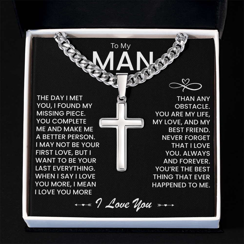 My Man Gift - You Are My Life, My Love and My Best friend - Artisan Cross Necklace