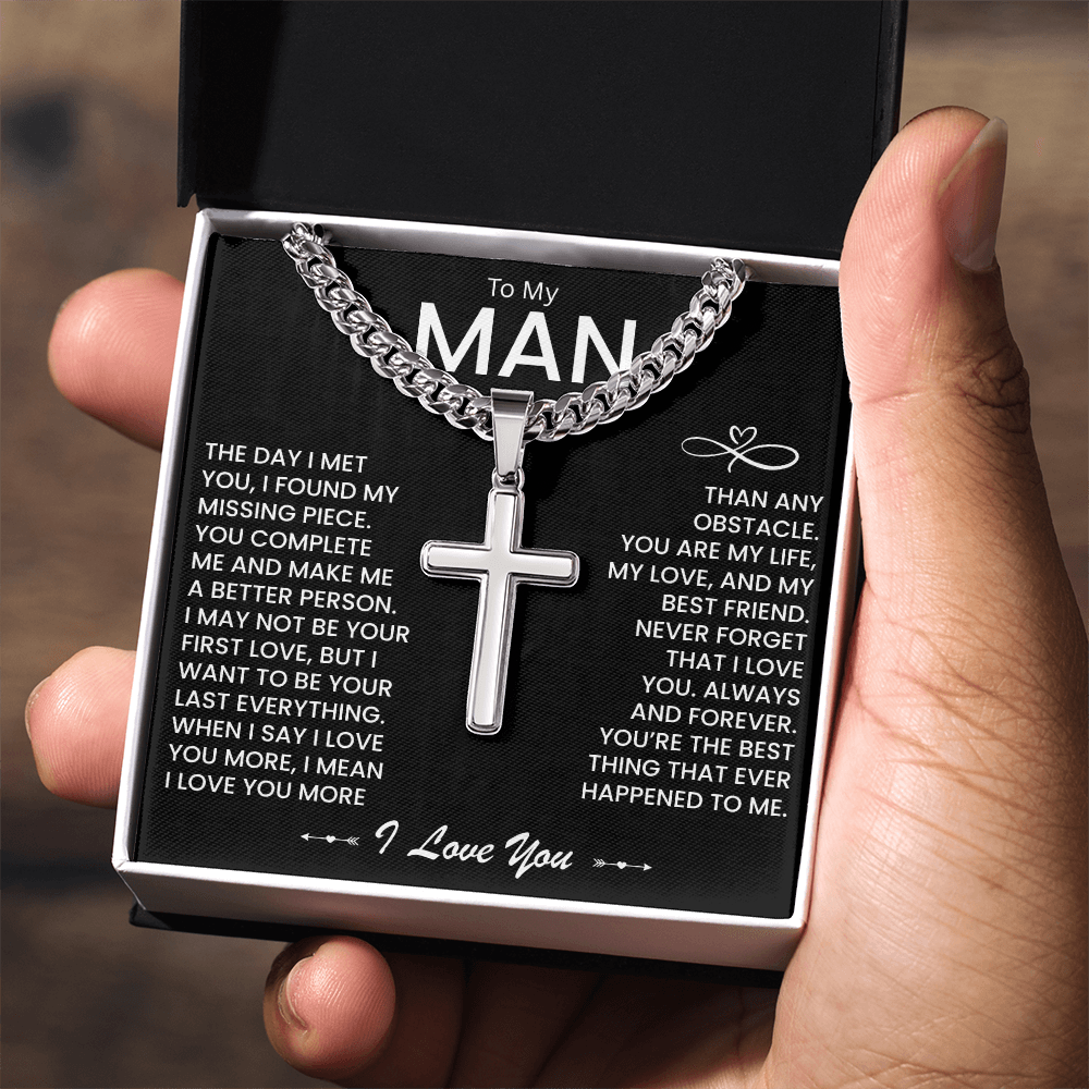 My Man Gift - You Are My Life, My Love and My Best friend - Artisan Cross Necklace
