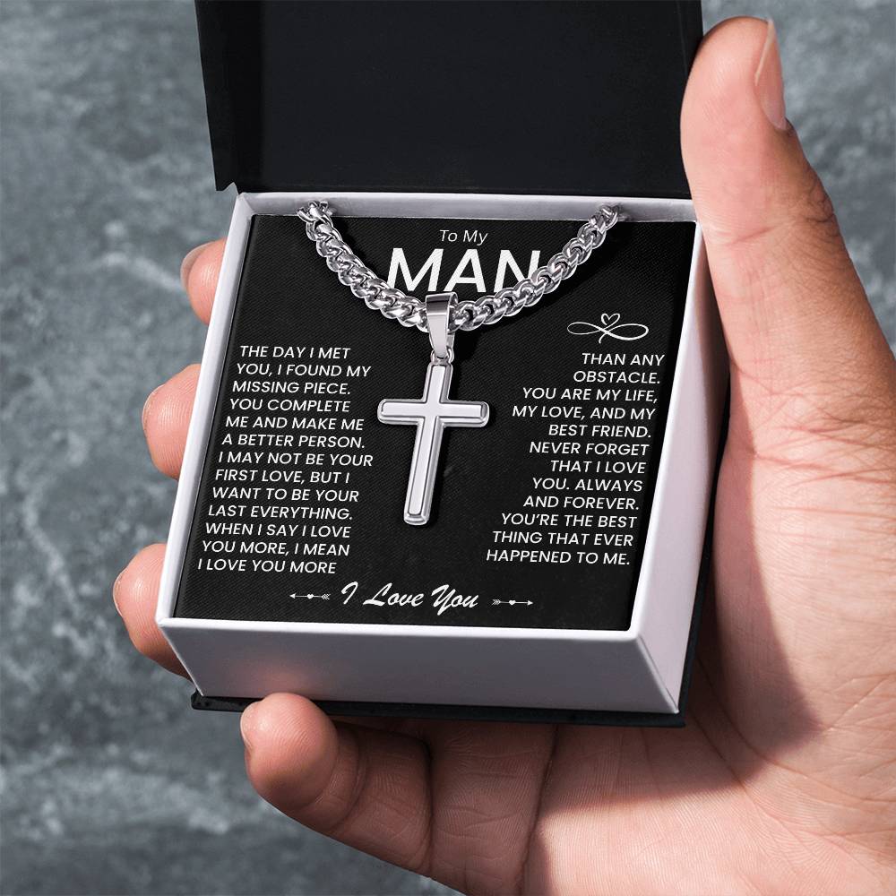My Man Gift - You Are My Life, My Love and My Best friend - Artisan Cross Necklace