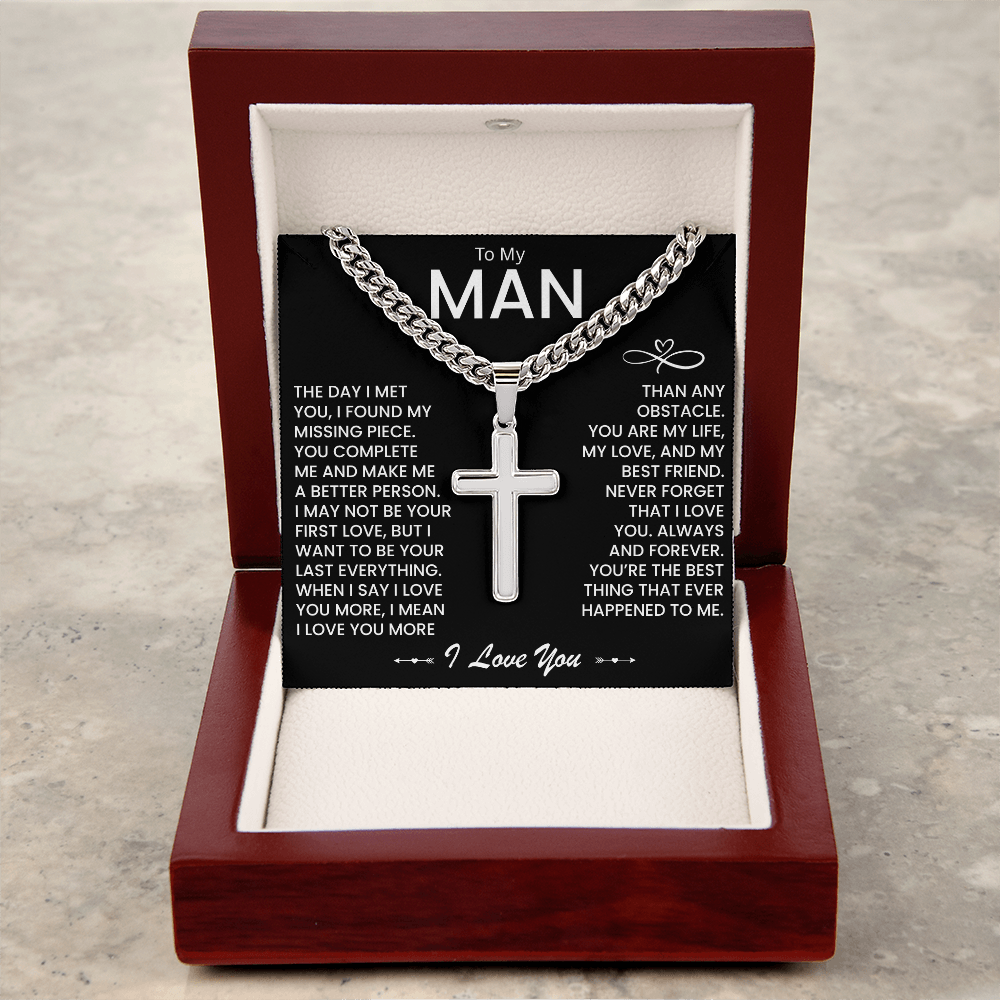 My Man Gift - You Are My Life, My Love and My Best friend - Artisan Cross Necklace