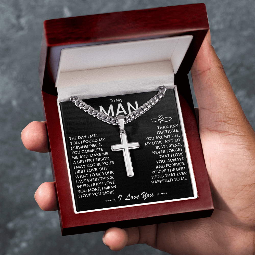 My Man Gift - You Are My Life, My Love and My Best friend - Artisan Cross Necklace