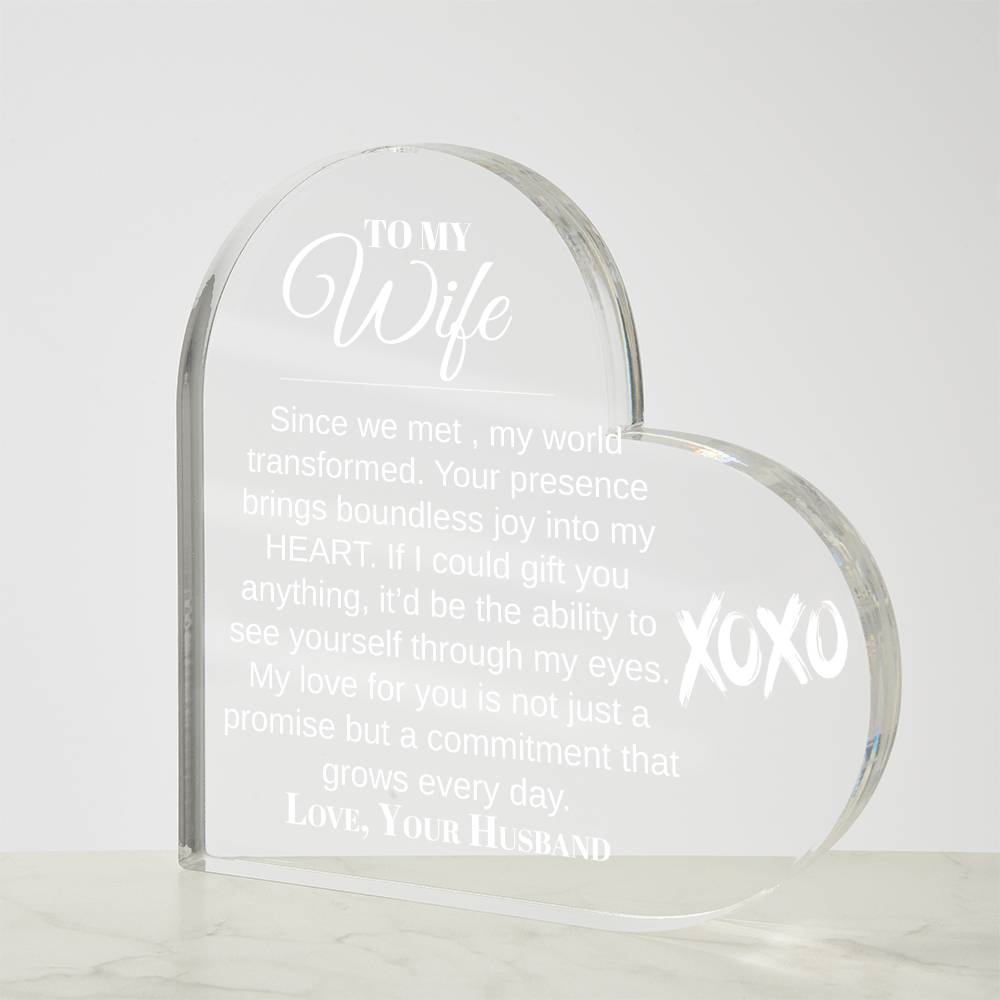 To My Wife | Heart Shaped Acrylic Plaque