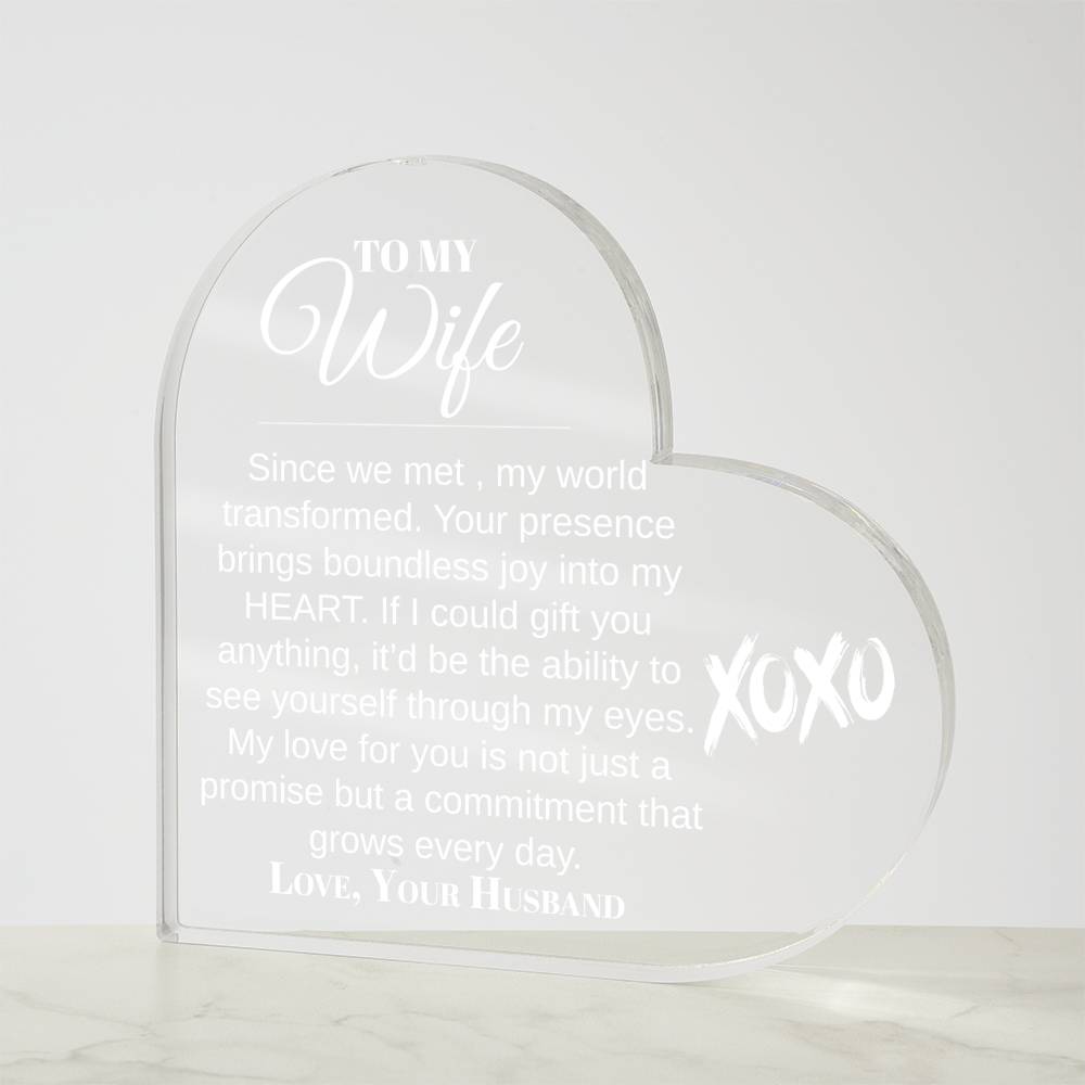 To My Wife | Heart Shaped Acrylic Plaque