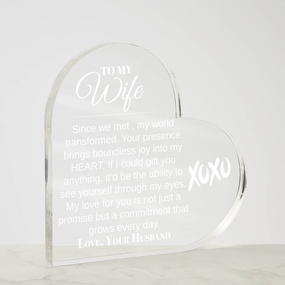 To My Wife | Heart Shaped Acrylic Plaque