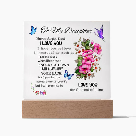 To My Daughter | I Love You | Square Acrylic Plaque