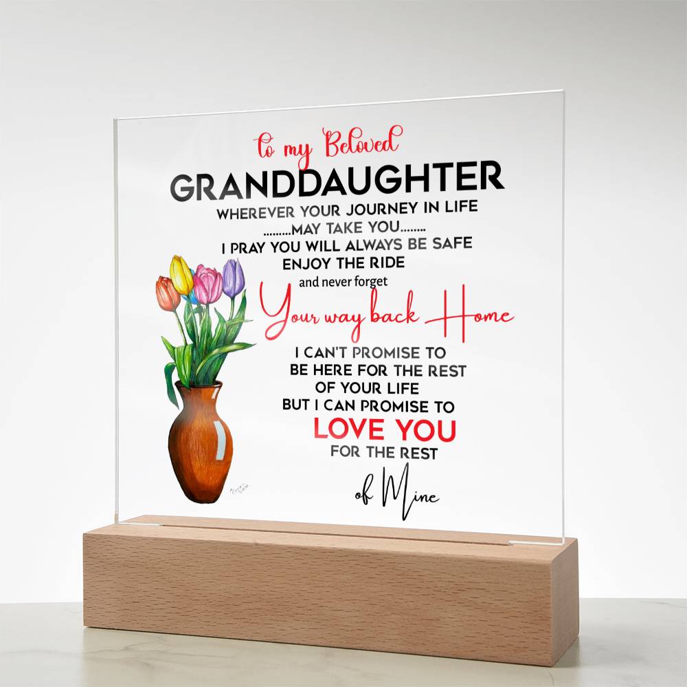 To My Beloved Granddaughter | I Pray You Will Always Be Safe to My Beloved | Acrylic Square Plaque