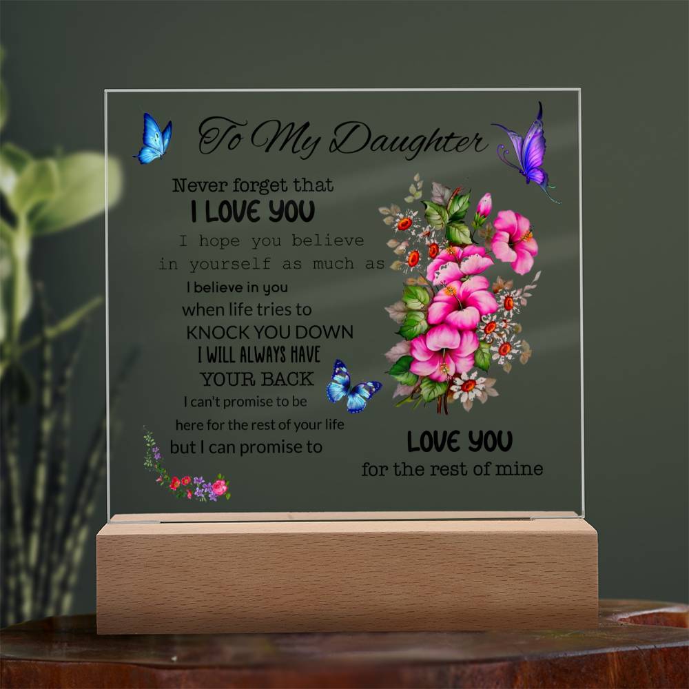 To My Daughter | I Love You | Square Acrylic Plaque
