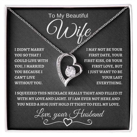 To My Beautiful Wife | Forever Love Necklace - BW