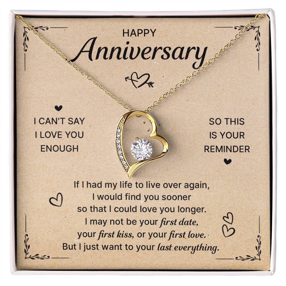 HAPPY ANNIVERSARY LAST EVERYTHING FOREVER NECKLACE